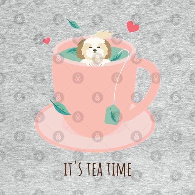 It's Tea Time Cute Puppy by TeaTimeTees